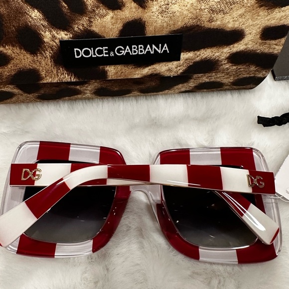 Dolce & Gabbana Red and White Checkered Sunglasses - Picture 3 of 5